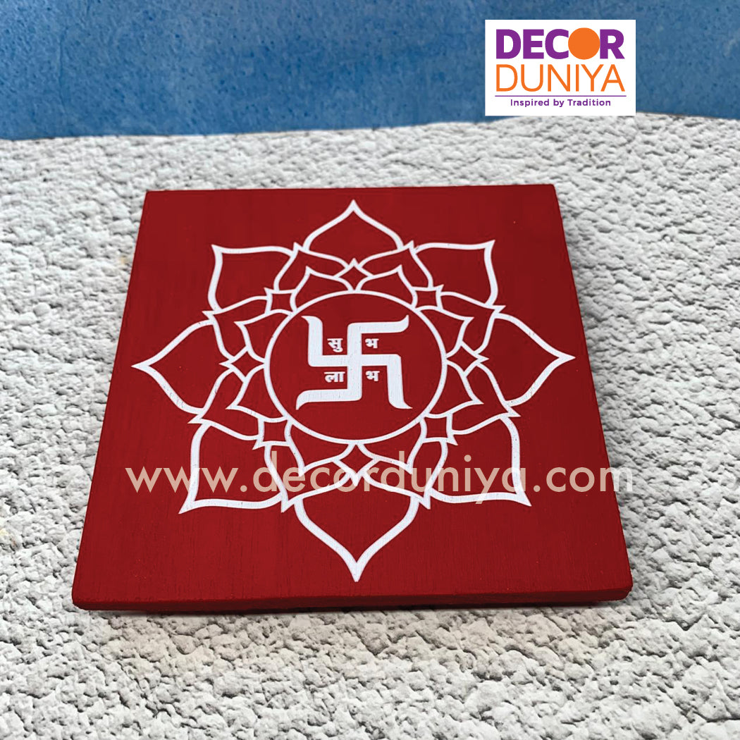 Wooden swastik Kolam Manai - SK6R-C