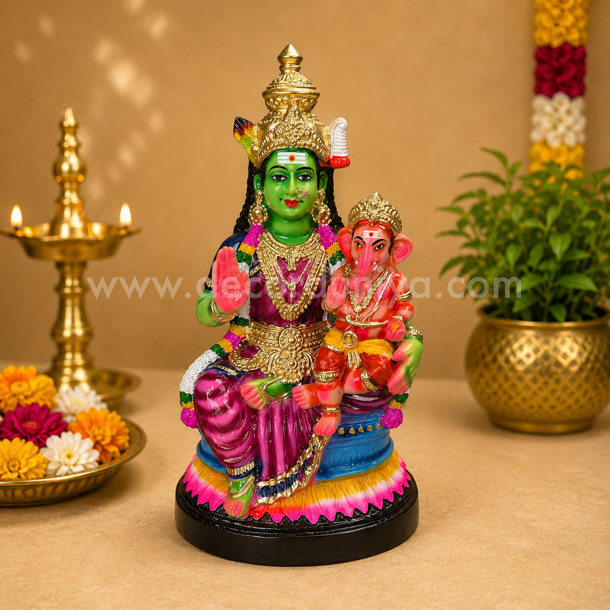 Parvathy Vinayagar – Handmade (Paper Mache ) | Golu Bommai | Decor Duniya Golu Dolls | Navaratri Golu Bommai - SK2