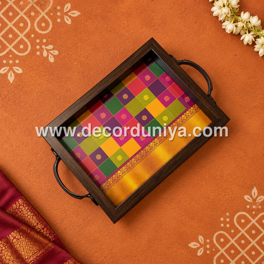 Serving Tray | Rectangular Tray with Easy-Grip Handles | Multipurpose Kitchen, Dining & Home Decor Organizer – DD117