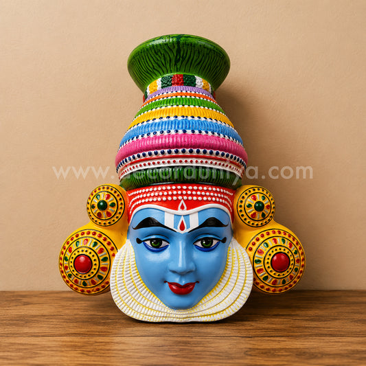 Lord Krishna Kathakali Wall Hanging | Traditional Kerala Art Home Décor | 16 inches - TD109