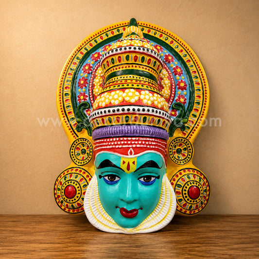 Lord Rama Kathakali Wall Hanging | Traditional Kerala Art Home Décor | 16 inches - TD110
