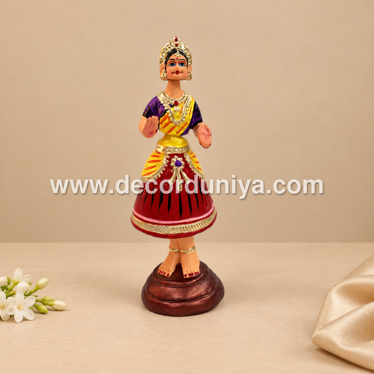 Traditional Thanjavur Dancing Lady Doll | Thalaiyatti Bommai | Paper Mache | 10 Inches - TD110