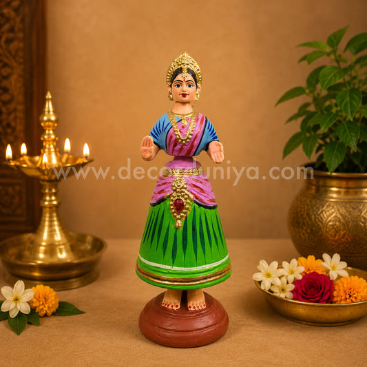 Traditional Thanjavur Dancing Lady Doll | Thalaiyatti Bommai | Paper Mache | 12 Inches - TD113