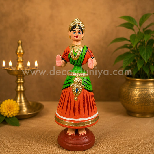 Traditional Thanjavur Dancing Lady Doll | Thalaiyatti Bommai | Paper Mache | 12 Inches - TD114