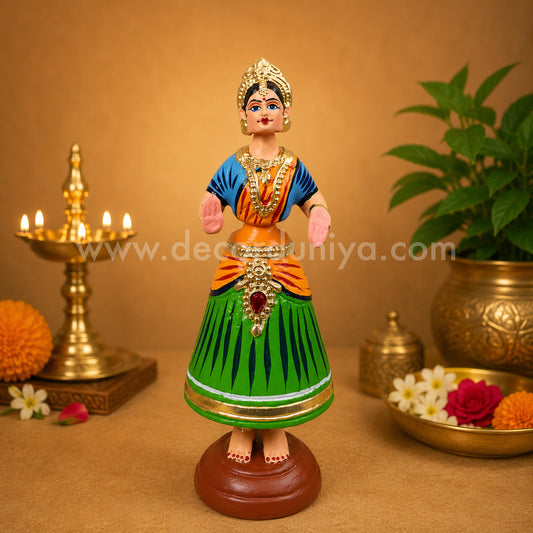 Traditional Thanjavur Dancing Lady Doll | Thalaiyatti Bommai | Paper Mache | 12 Inches - TD121