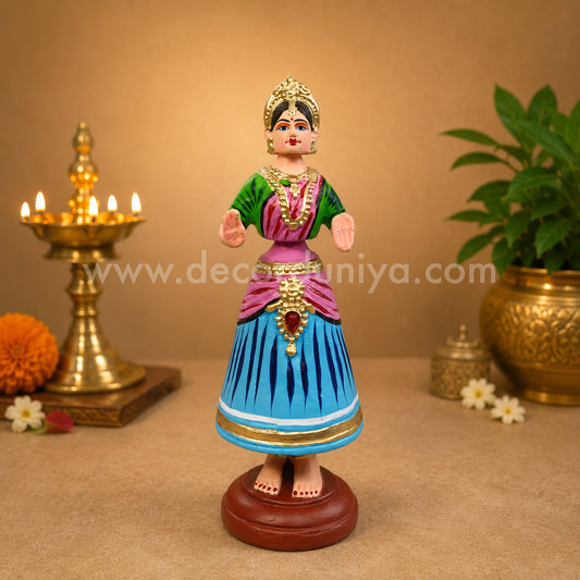 Traditional Thanjavur Dancing Lady Doll | Thalaiyatti Bommai | Paper Mache | 12 Inches - TD123