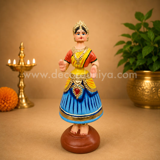 Traditional Thanjavur Dancing Lady Doll | Thalaiyatti Bommai | Paper Mache | 11.5 Inches - TD125