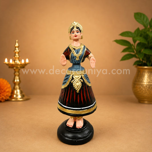 Traditional Thanjavur Dancing Lady Doll | Thalaiyatti Bommai | Paper Mache | 12 Inches - TD127