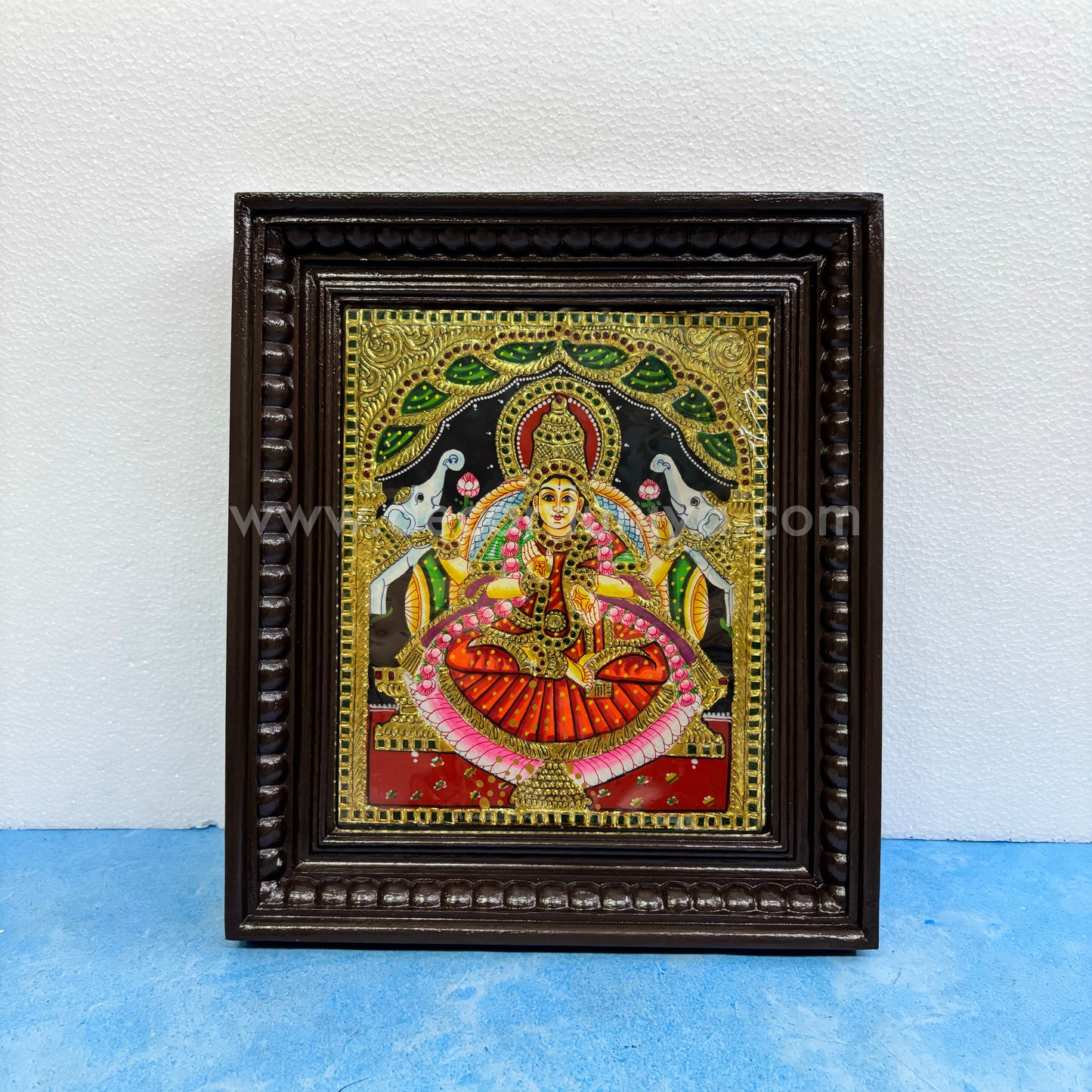 Tanjore Painting | Gajalakshmi | Chettinad Frame | - Gold Foil  - TPM120