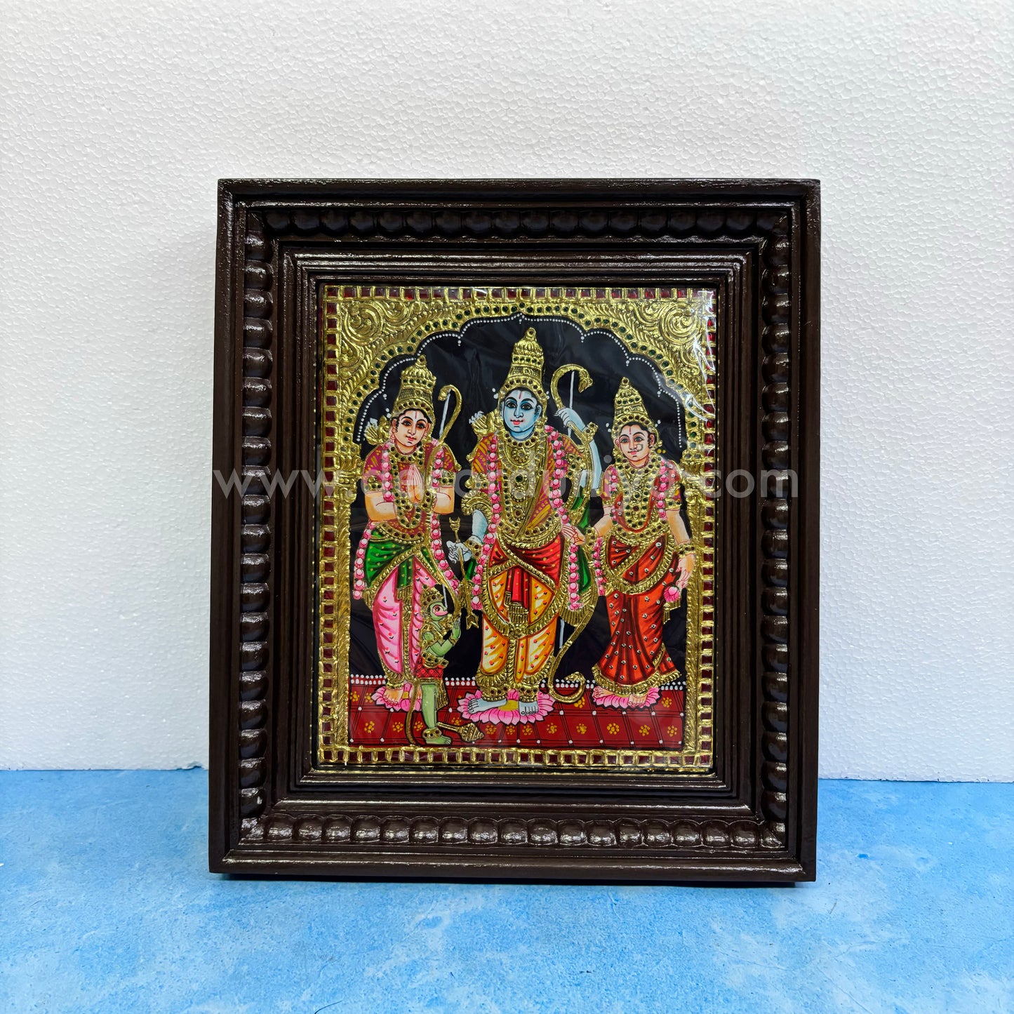 Tanjore Painting | Ram Darbar | Ramar Pattabhishekam  | Chettinad Frame | - Gold Foil  - TPM123