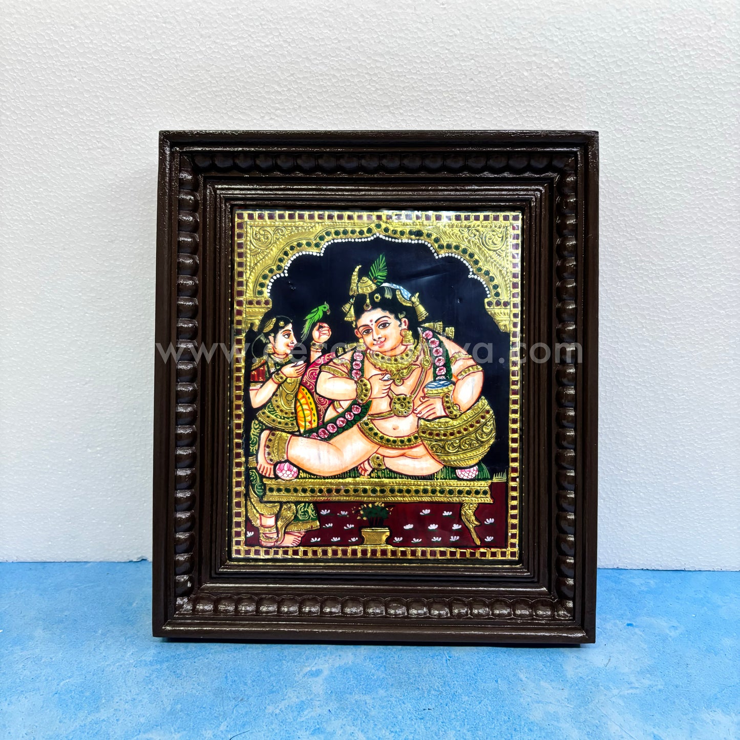 Tanjore Painting | Krishna | Kannan  | Chettinad Frame | - Gold Foil  - TPM133