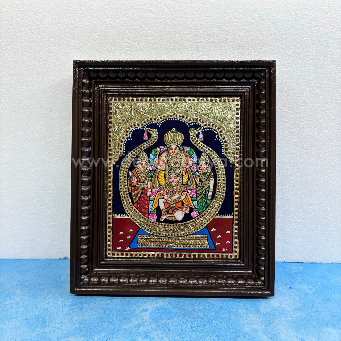 Tanjore Painting | Garuda Vahanam Perumal  | Chettinad Frame | - Gold Foil  - TPM134