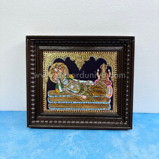 Tanjore Painting | Vishnu Lakshmi  | Chettinad Frame | - Gold Foil  - TPM135