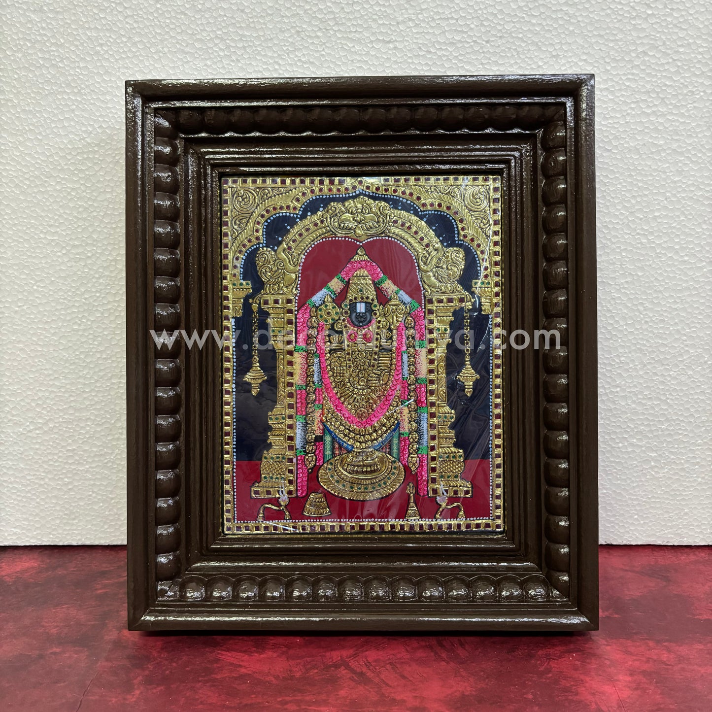 Tanjore Painting | Perumal | Chettinad Frame | - Flat Gold Foil  - TPM145