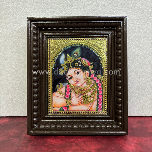 Tanjore Painting | Krishna | Kannan | Chettinad Frame | - Gold Foil  - TPM161
