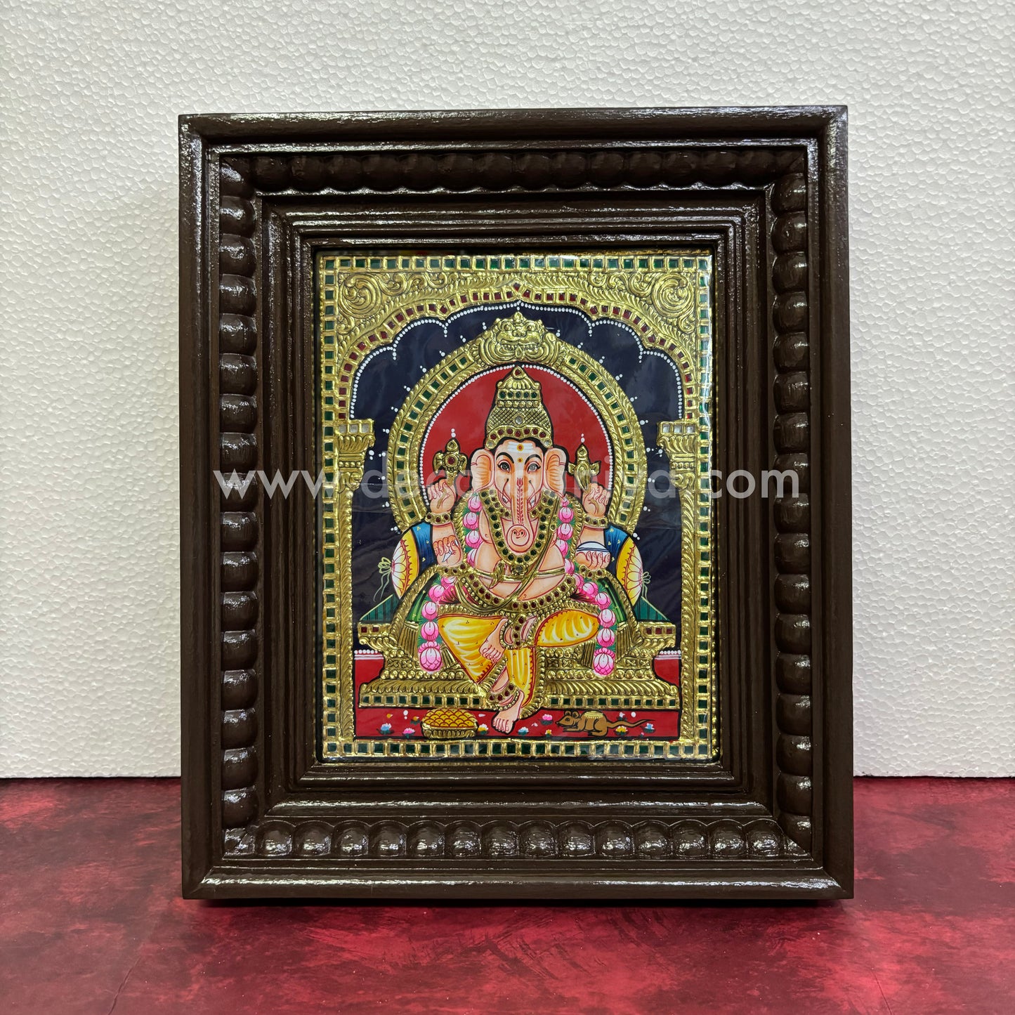 Tanjore Painting | Ganesha | Chettinad Frame | - Gold Foil  - TPM162