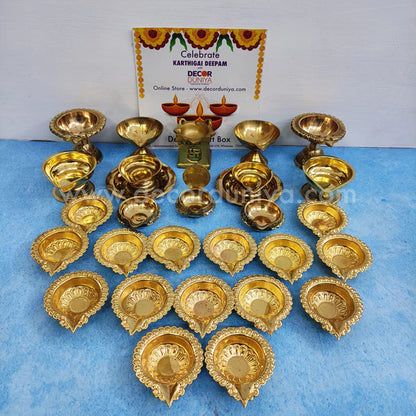 Karthigai Deepam - Vilakku Combo - Brass Diya Gift Box - VC1 - set of 27 lamps