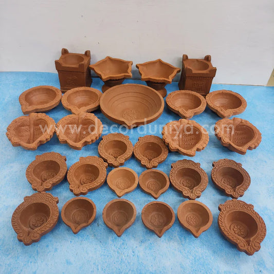 Karthigai Deepam - Vilakku Combo - Clay Diya Gift Box - VC4 - set of 27 lamps