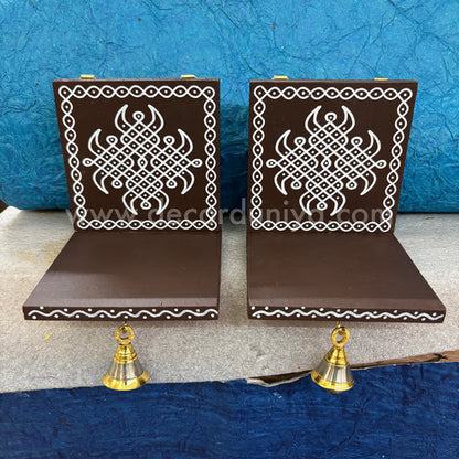 Wooden Kolam Wall Shelf Pair, Vilakku madam - VM10