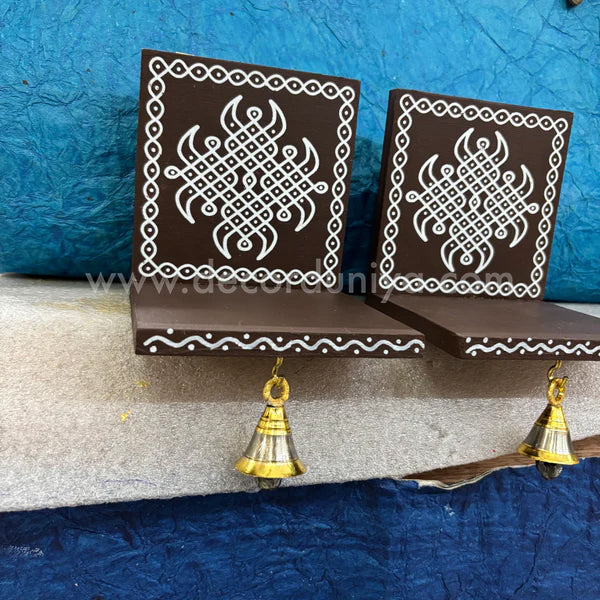 Wooden Kolam Wall Shelf Pair, Vilakku madam - VM10