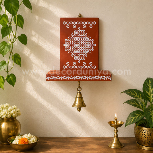 Wooden Kolam Wall Shelf, Vilakku Madam -  VM2