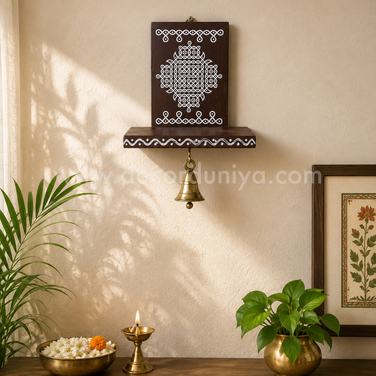 Wooden Kolam Wall Shelf | Vilakku madam - VM3