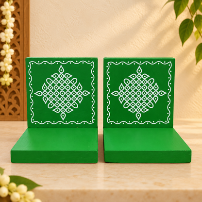 Wooden Kolam Wall Shelf Pair | Vilakku madam - VM36
