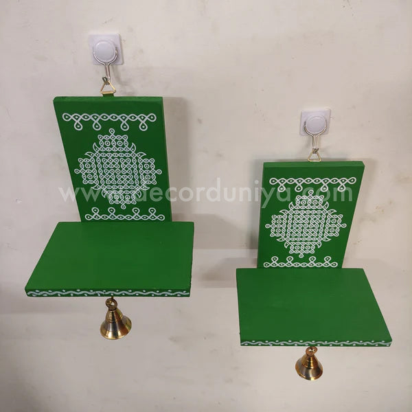 Wooden Kolam Wall Shelf Pair, Vilakku madam - VM5