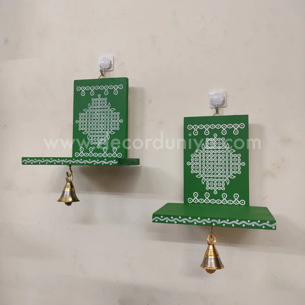 Wooden Kolam Wall Shelf Pair, Vilakku madam - VM5