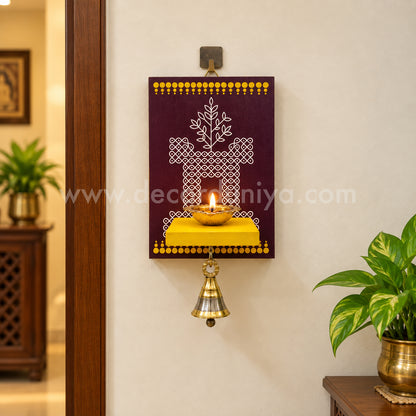 Wooden Kolam Wall Shelf, Vilakku Madam - VMN2