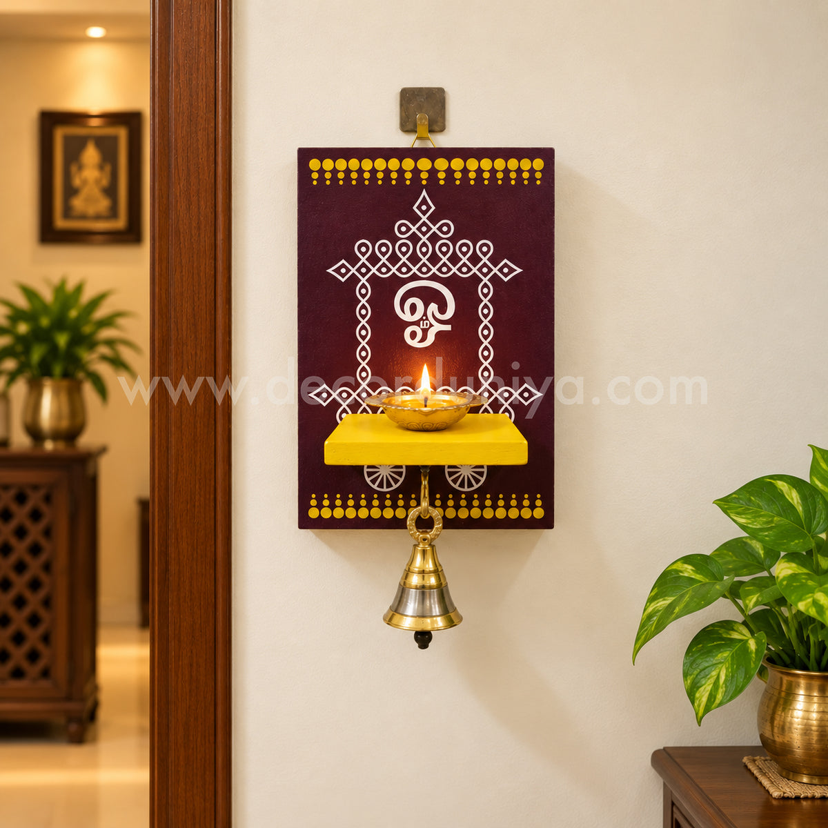 Wooden Kolam Wall Shelf, Vilakku Madam - VMN5