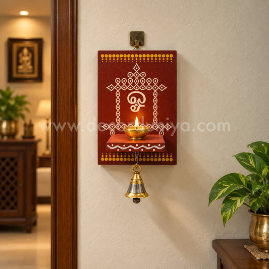 Wooden Kolam Wall Shelf, Vilakku Madam - VMN7