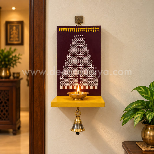 Wooden Kolam Wall Shelf, Vilakku Madam - VMN9