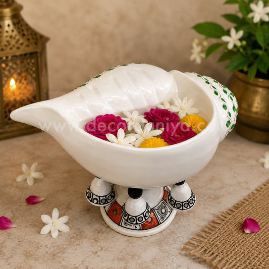 Handcrafted Sangu Urili with Bell Stand | Traditional Decorative Urli for Pooja & Home Decor – VP61
