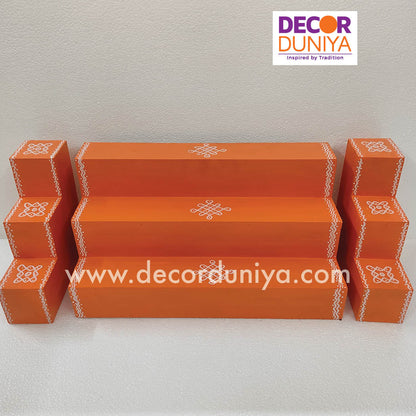 3 Step Golu Padi - Vigraham Stand - with Pair of Diya stand - VS06