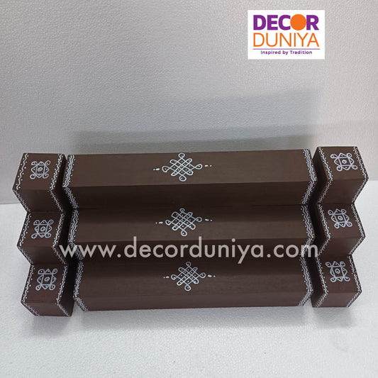 3 Step Golu Padi - Vigraham Stand - with Pair of Diya stand - VS09