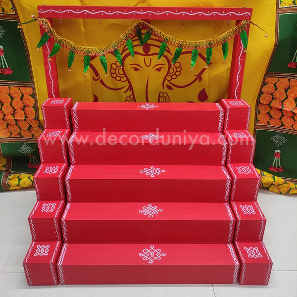 5 Step | Golu Padi | 5 Step Diya Padi Pair (2 Nos) | Backdrop Flower Stand| Fixed Model | 18 inches Width | VS4