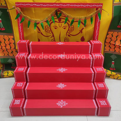 5 Step | Golu Padi | 5 Step Diya Padi Pair (2 Nos) | Backdrop Flower Stand| Fixed Model | 18 inches Width | VS4