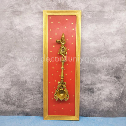 Brass Krishna and Wooden Frame Wall Hangings - WH16