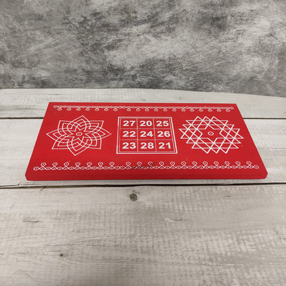 Wooden Kolam Manai - Aishwarya Kolam, Kubera Yantram and Hiruthayakamalam  - AKYH02-C