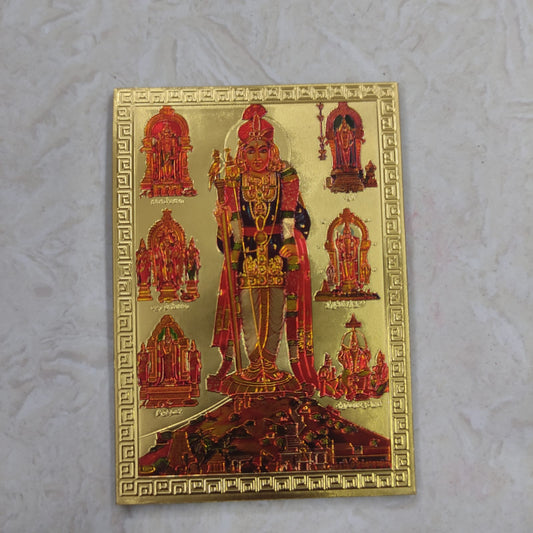 Fridge Magnet - Mettalic Gold Finish - Arupadai Veedu Murugar - FM5