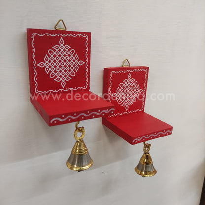 Wooden Kolam Wall Shelf Pair | Vilakku madam - VM41