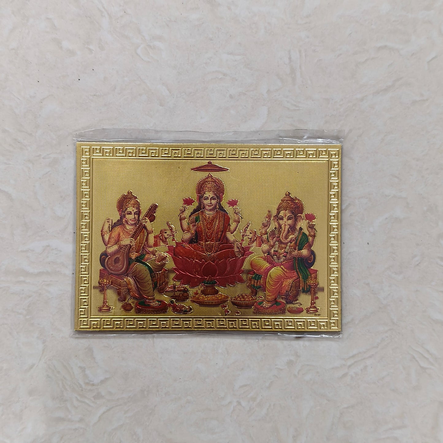 Fridge Magnet - Metalic Gold Finish - Saraswathi Lakshmi Ganesha - FM502