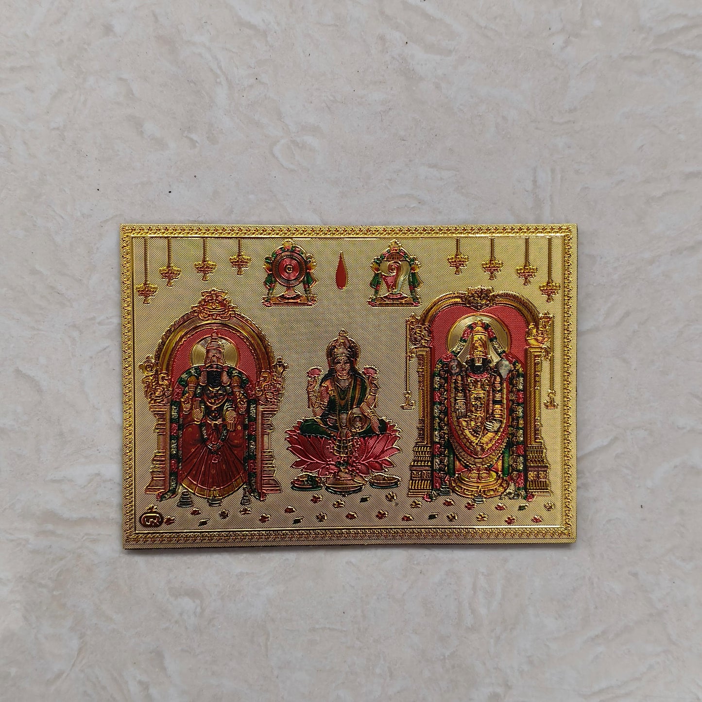 Fridge Magnet - Metalic Gold Finish - Perumal Thayar and Lakshmi - FM501