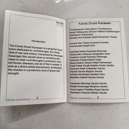 Kanda Shasti Kavasam Booklet in English Version - Devotional Hand Book- KSK3