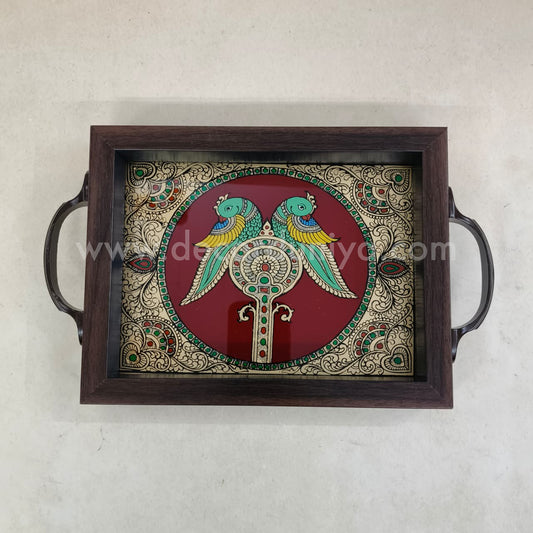 Multipurpose Elephant Tray | Reverse Glass Painting | Tanjore Artwork - PVK6