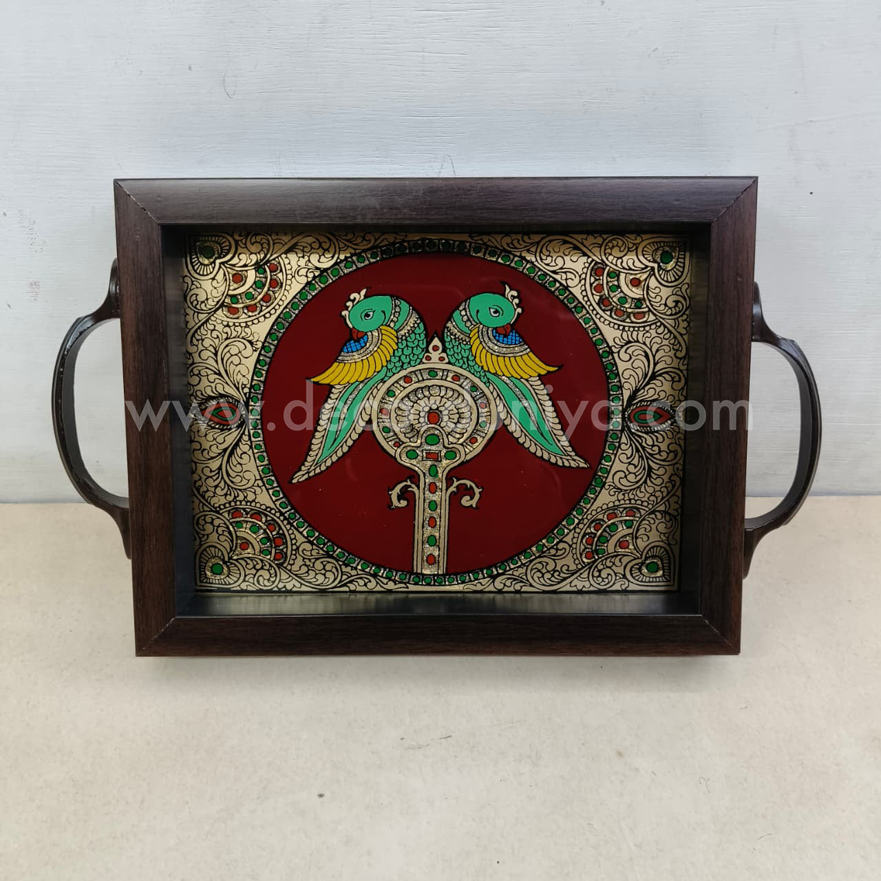 Multipurpose Elephant Tray | Reverse Glass Painting | Tanjore Artwork - PVK6