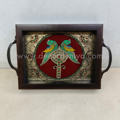 Multipurpose Elephant Tray | Reverse Glass Painting | Tanjore Artwork - PVK6