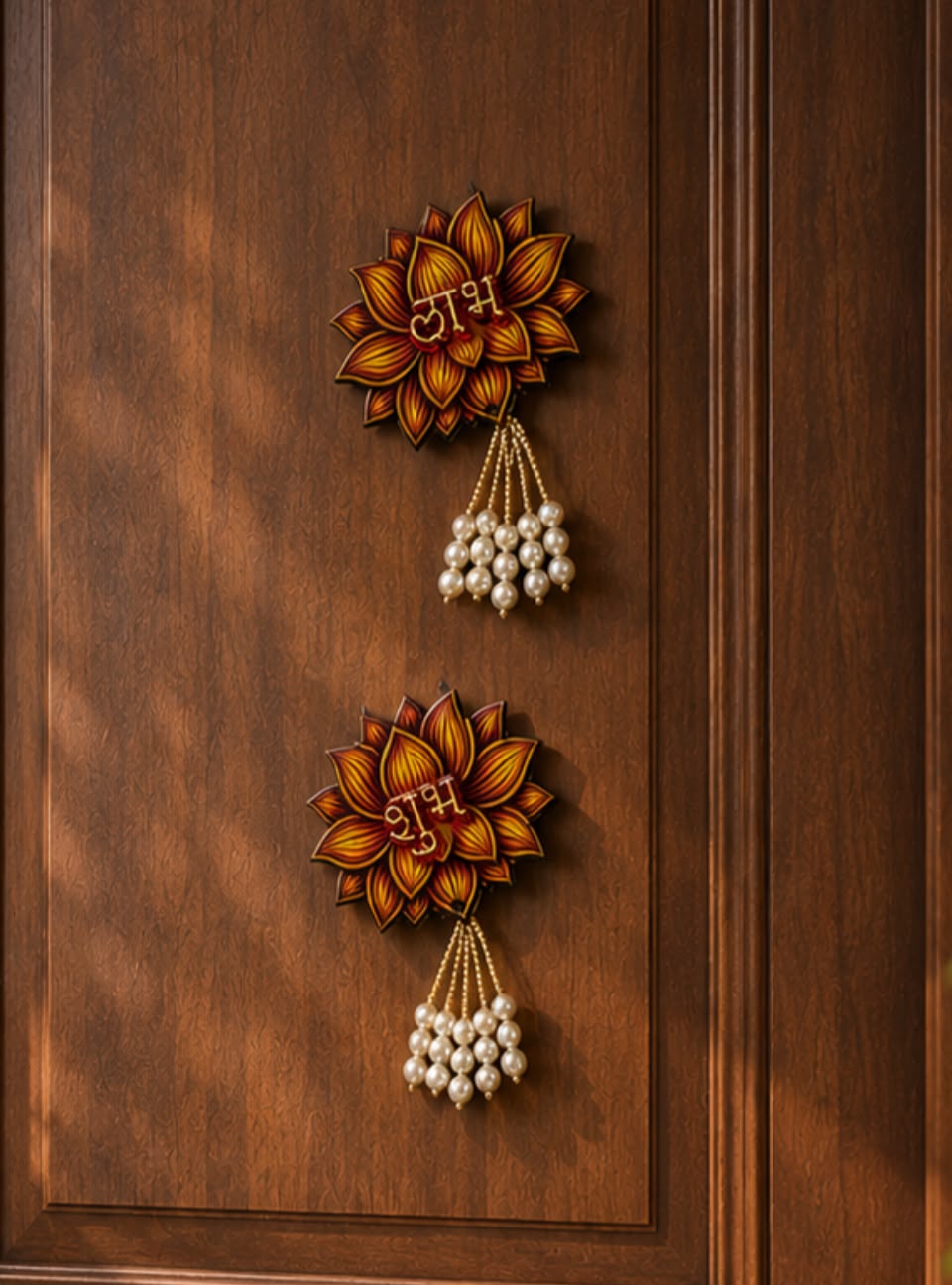 Lotus Shubh Labh wall Hanging (Pair - 2 pcs) - MDF - LT1