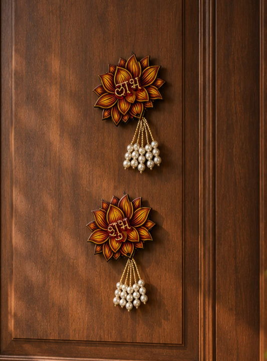 Lotus Shubh Labh wall Hanging (Pair - 2 pcs) - MDF - LT1